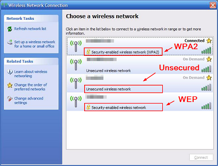 wep or wpa security